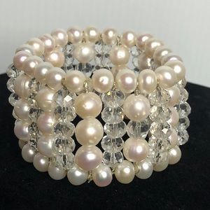 White Freshwater elastic pearl bracelet